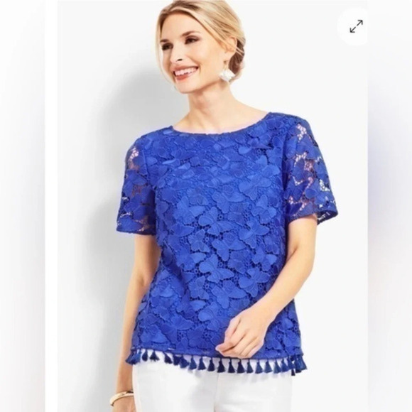 Talbots Womens Tassel Hem Top size 12P - Picture 1 of 11